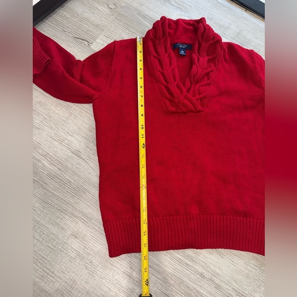 Chaps women’s Vibrant Red Cowl Neck Sweater size L 100%cotton - Picture 7 of 11